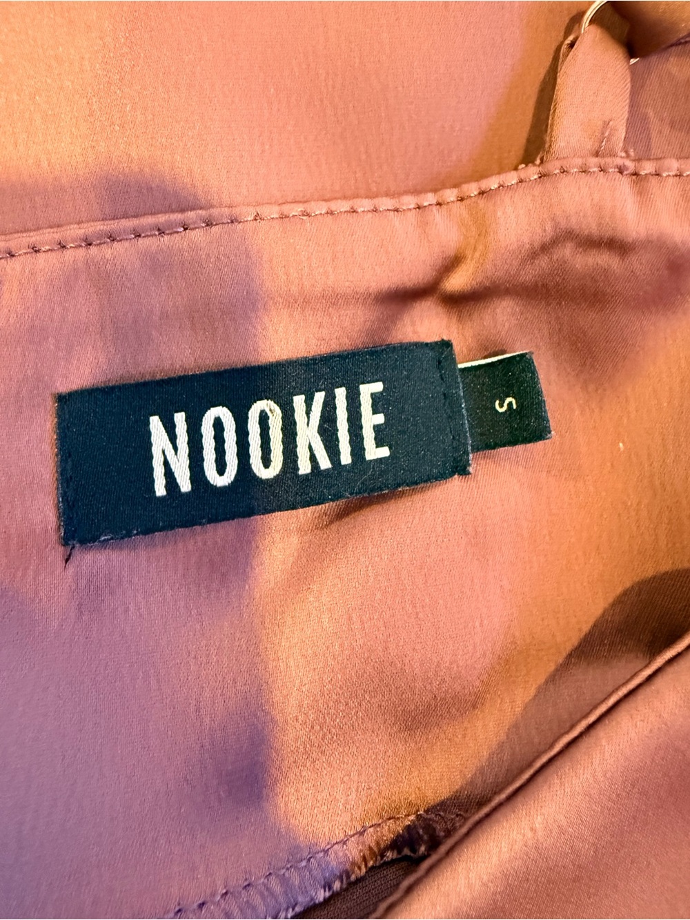 Nookie Sasha Satin High-Slit Ruffle Slip Dress in Mocha - Picture 14 of 15